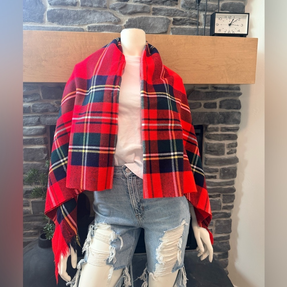 Red Plaid Tartan Shawl
